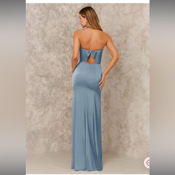 Dusty blue halter dress - Picture 5 of 8